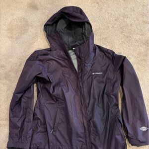 Columbia Purple Hooded Rain Coat Jacket L